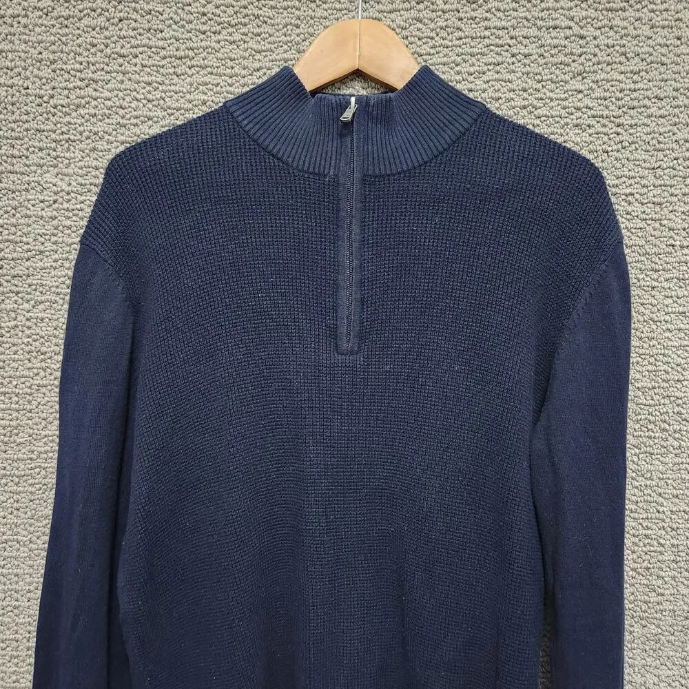MICHAEL KORS Men’s Navy 1/4 Zip Textured Sweater Size S